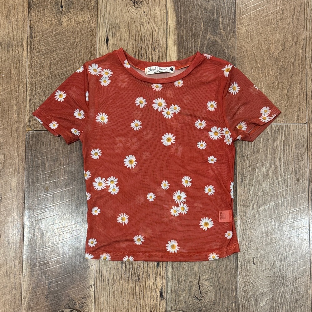 Janie and Jack Red Daisy Short Sleeve Tee